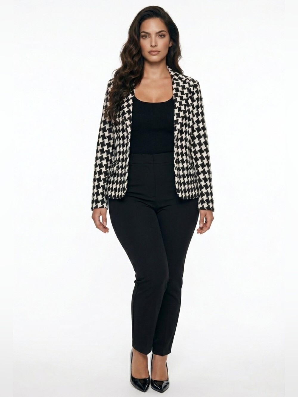 GEORGE Design MARK Eisen TRENDY Houndstooth BLAZER Black WHITE SIZE 12 - Picture 4 of 11
